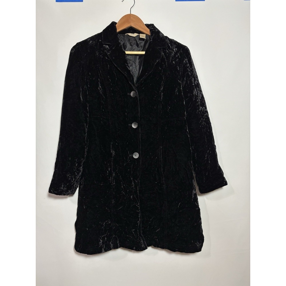 J.‎ Jill Coat Women SP Black Crushed Velvet Floral Embroidered Victorian Gothic